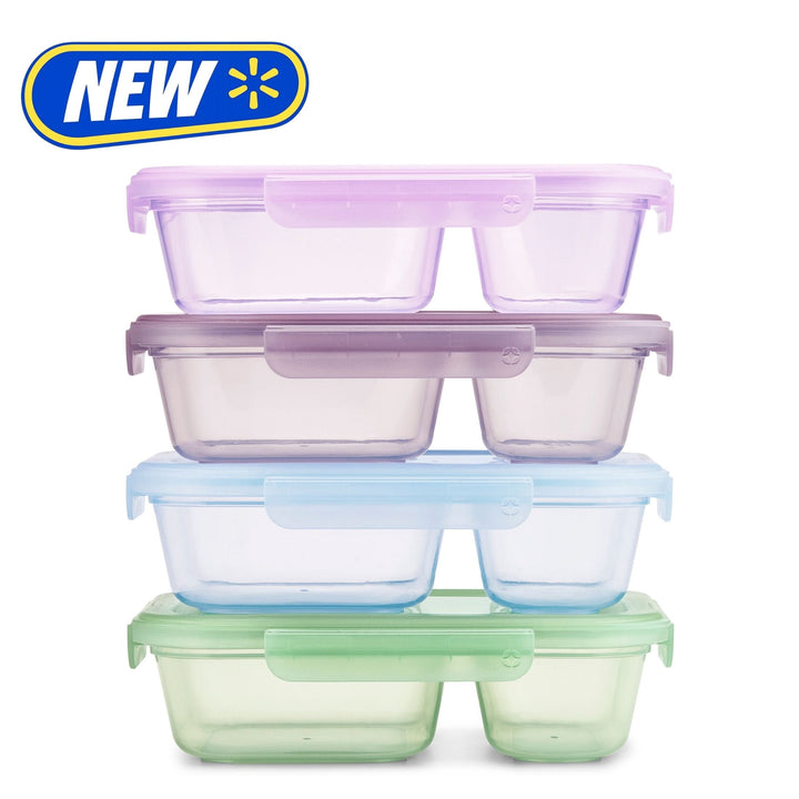 Snap and Nest Plastic 8-Piece Divided Meal Prep Set, Well Suited to Refrigerator Organization and Meal Preparation
