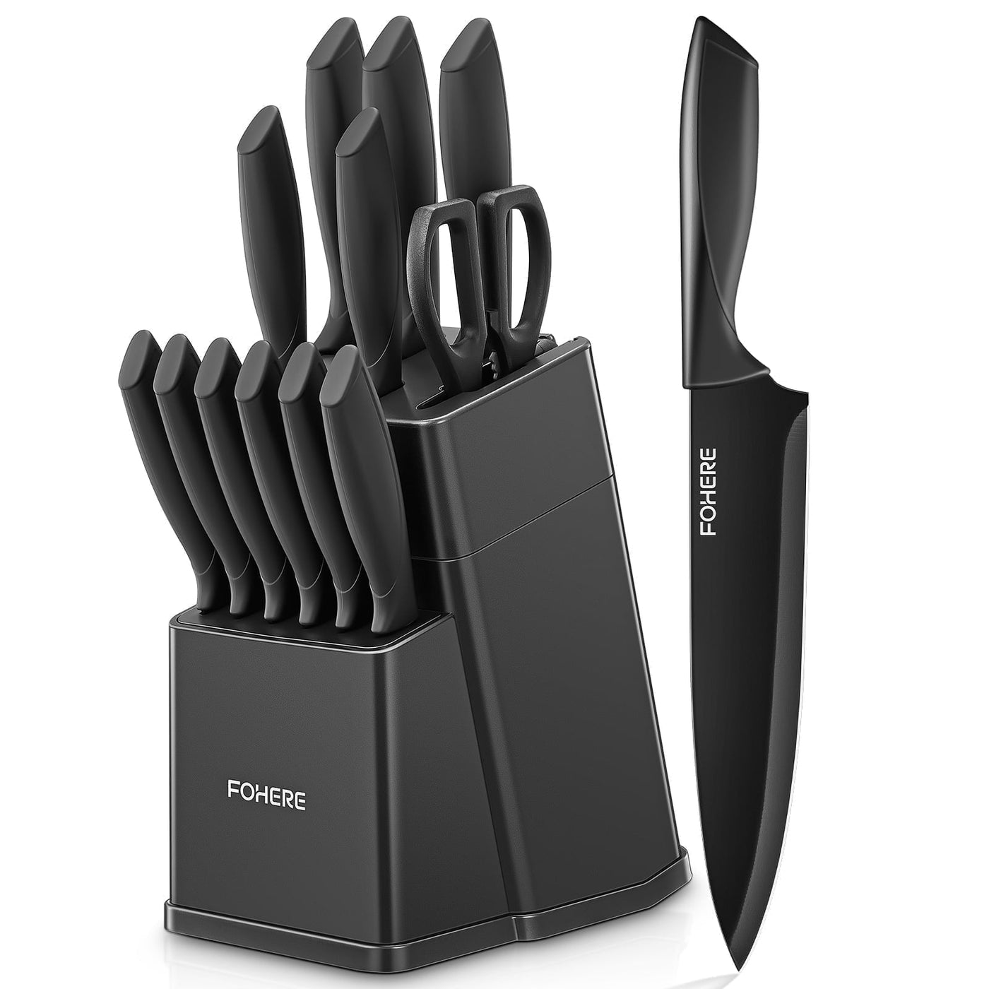 Set, 13-Piece Self Sharpening Stainless Steel Kitchen Knife Set, Matte Gray, for Chopping, Slicing and Everyday Food Preparation