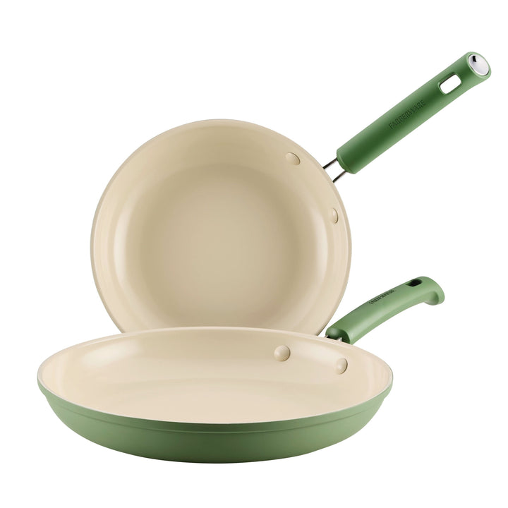 2-Piece Frying Pan Set, Dishwasher and Oven Safe, Matte Olive, for Frying, Boiling and Everyday Home Cooking
