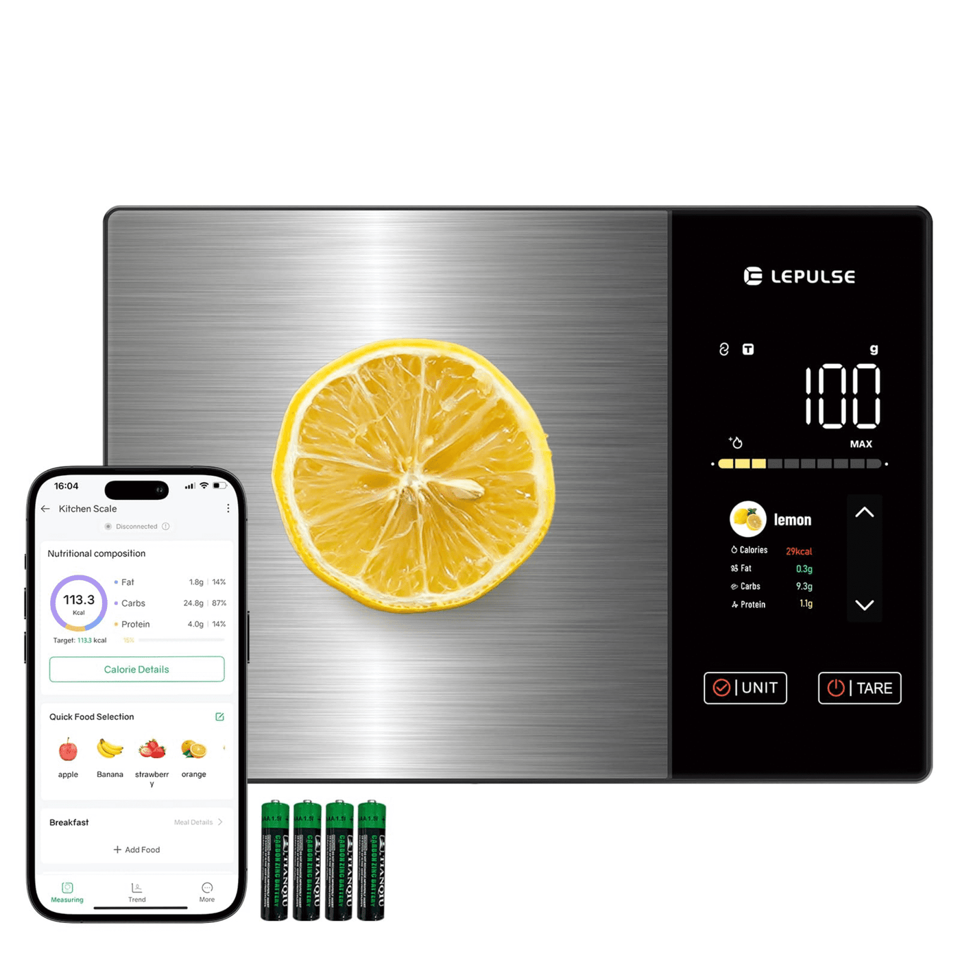 Food Scale with Nutritional Calculator, Smart Digital Kitchen Scale for Weight Loss, App with 23 Nutrients Tracking, Calorie, Fat, Carbs