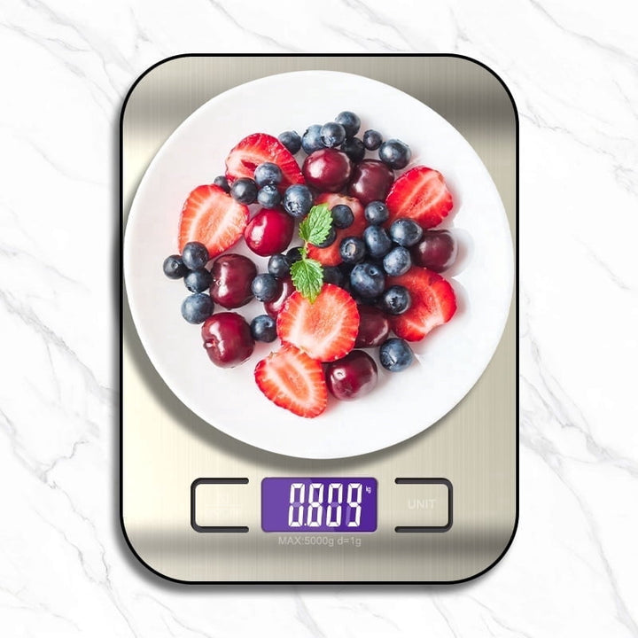 Food Scale for Kitchen, 22lb/10kg Digital Food Kitchen Scale Stainless Steel with 5 Units, LCD Display Digital Scales for Coffee, Baking, Cooking