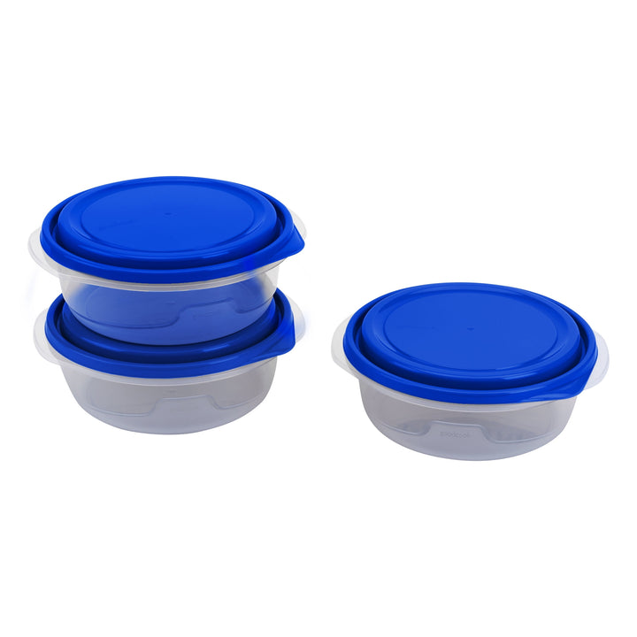 Medium Bowl Food Storage Container, 3-Pack, Blue, Made Without Bpa, Dishwasher Safe, for Pantry Organization, Meal Prep and Dry Food Storage
