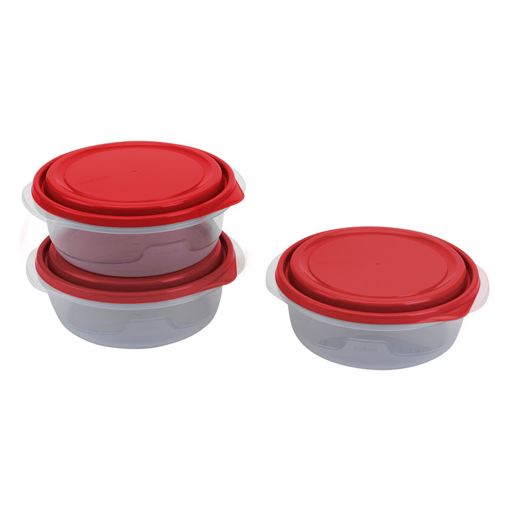 Medium Bowl Food Storage Container, 3-Pack, Red, Made Without Bpa, Dishwasher Safe, for Pantry Organization, Meal Prep and Dry Food Storage