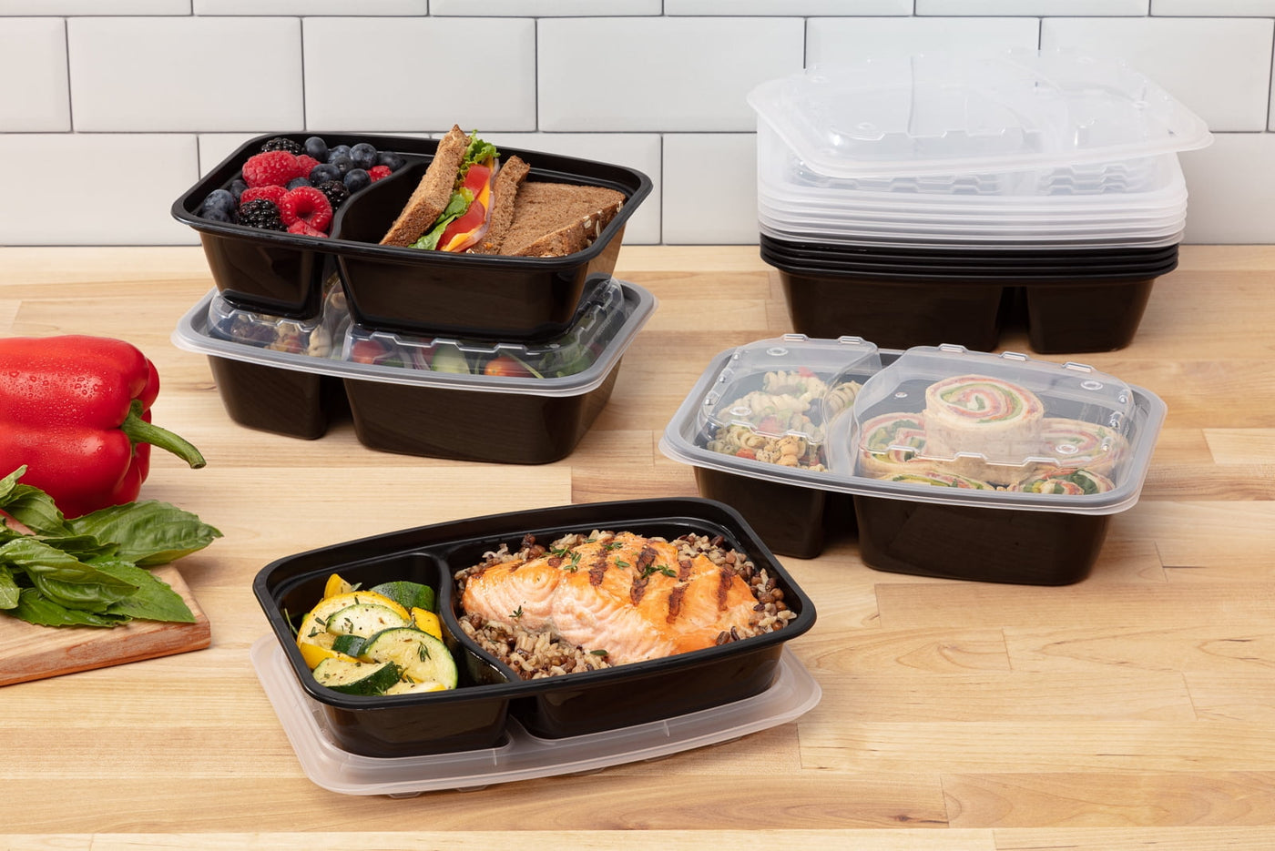 Food Storage Containers, 28oz 2 Compartment, 40-Piece, for Pantry Organization, Meal Prep and Dry Food Storage