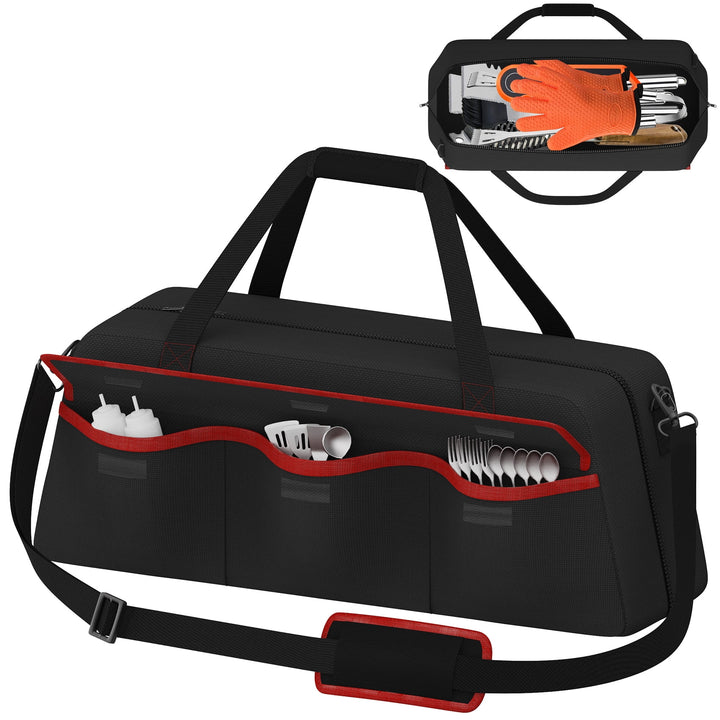 Grill Tool Storage Bag, Grill Utensil Storage Bag for Barbecue Tool Up to 22", Bbq Utensil Storage Caddy with Pockets, Bag Only