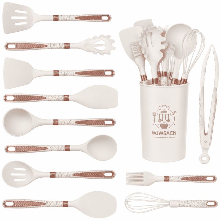 Cooking Utensils Set, 12-Piece Kitchen Silicone Utensils Set, Heat Resistant, Food Grade Utensil Sets with Handle