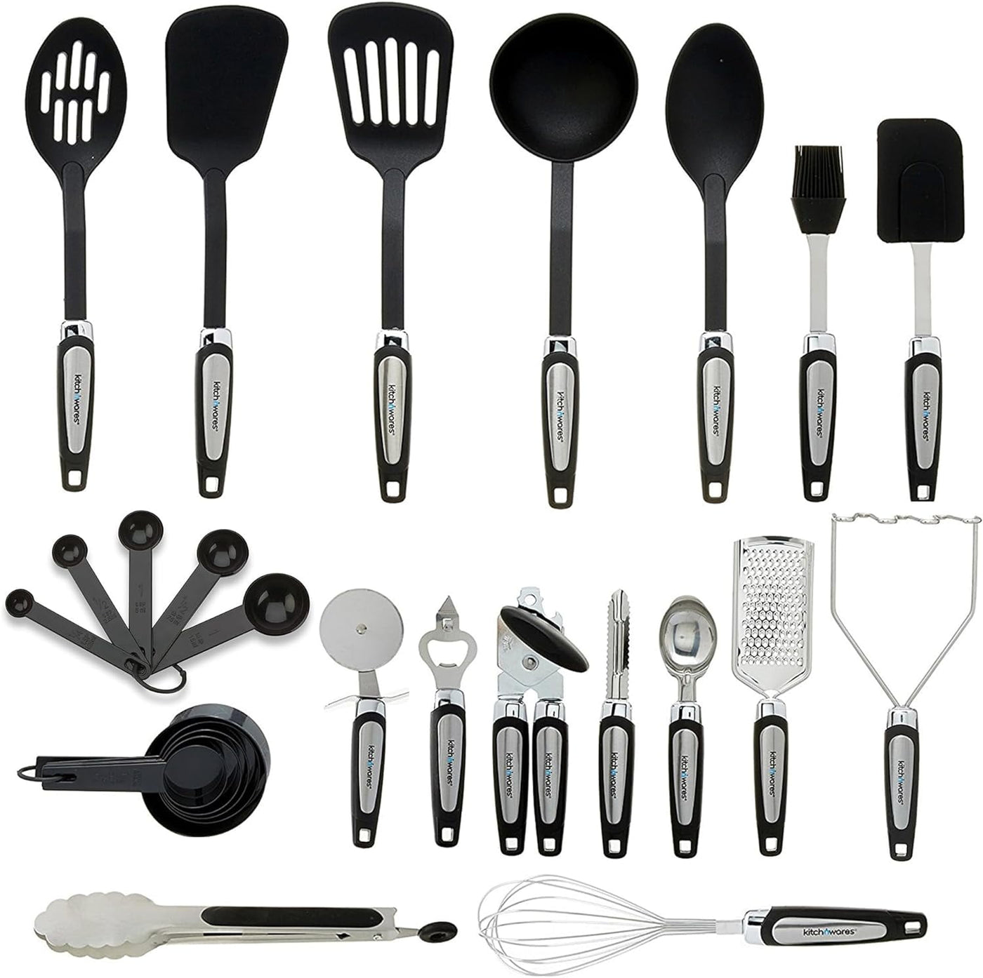 Kitchen Ultimate 26-Piece Kitchen Utensil Set for Culinary Adventures, Stainless Steel and Nylon Cooking Tools for All Ages