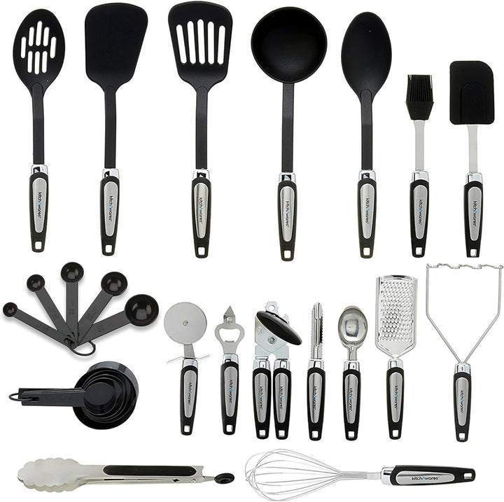 Kitchen Ultimate 26-Piece Kitchen Utensil Set for Culinary Adventures, Stainless Steel and Nylon Cooking Tools for All Ages