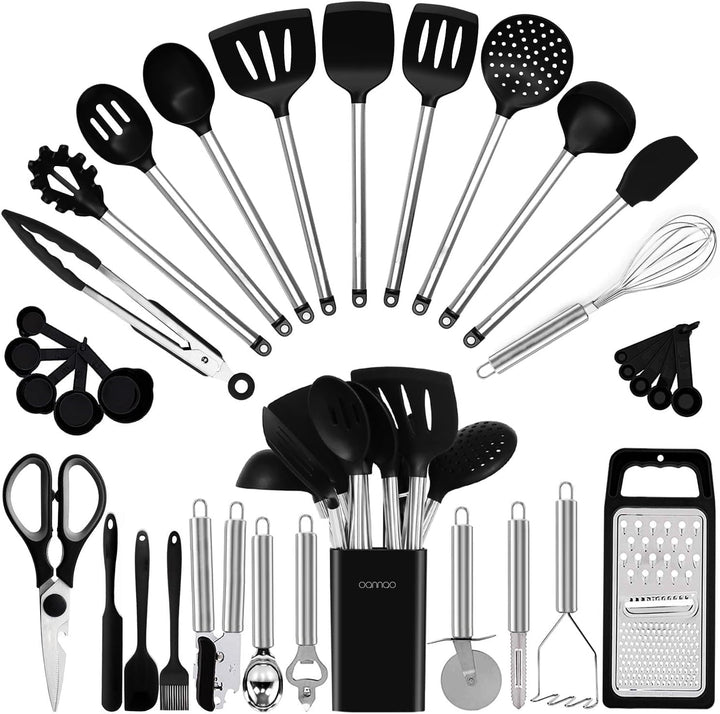 Kitchen Utensil Set-silicone Cooking Utensils-33 Kitchen Gadgets and Spoons for Nonstick Cookware-silicone and Stainless Steel Spatula Set-best