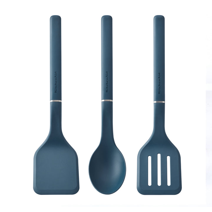 3-Piece Cooking Utensils Set with Ergonomic Handles, Agave, for Cooking, Mixing, Serving and Nonstick Cookware