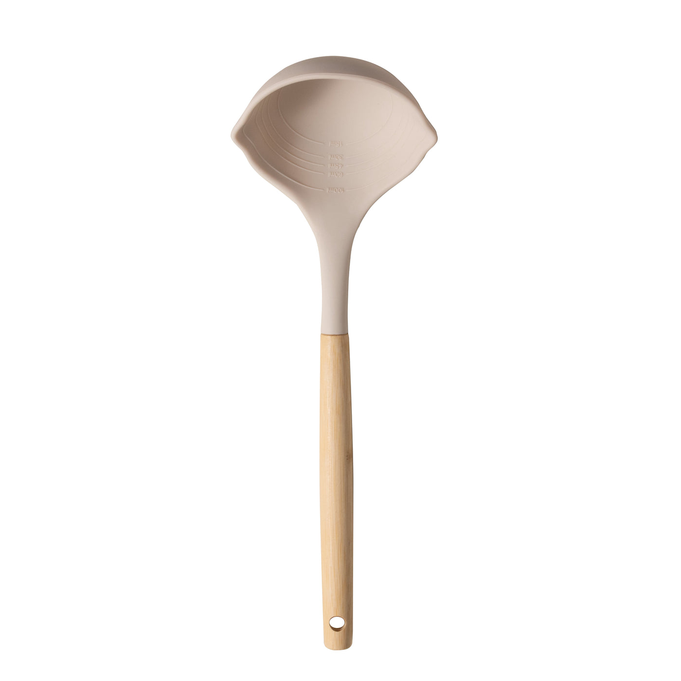 12.8" Silicone Kitchen Ladle with Bamboo Handle, for Cooking, Mixing, Serving and Nonstick Cookware, Durable Design for Daily Home Use