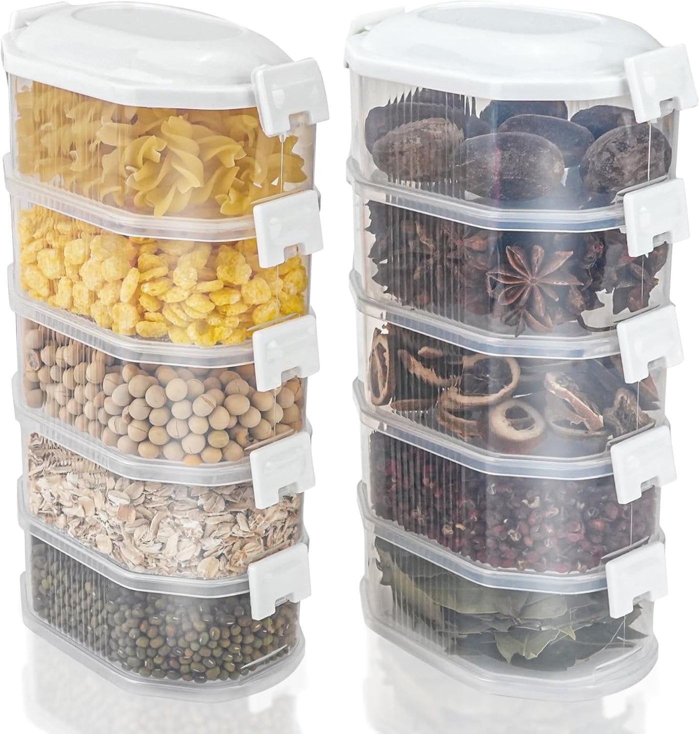 10-Piece Food Storage Containers, Fridge Organisers Stackable with Lids BPA Free, Pantry Plastic Food Containers Leak Proof