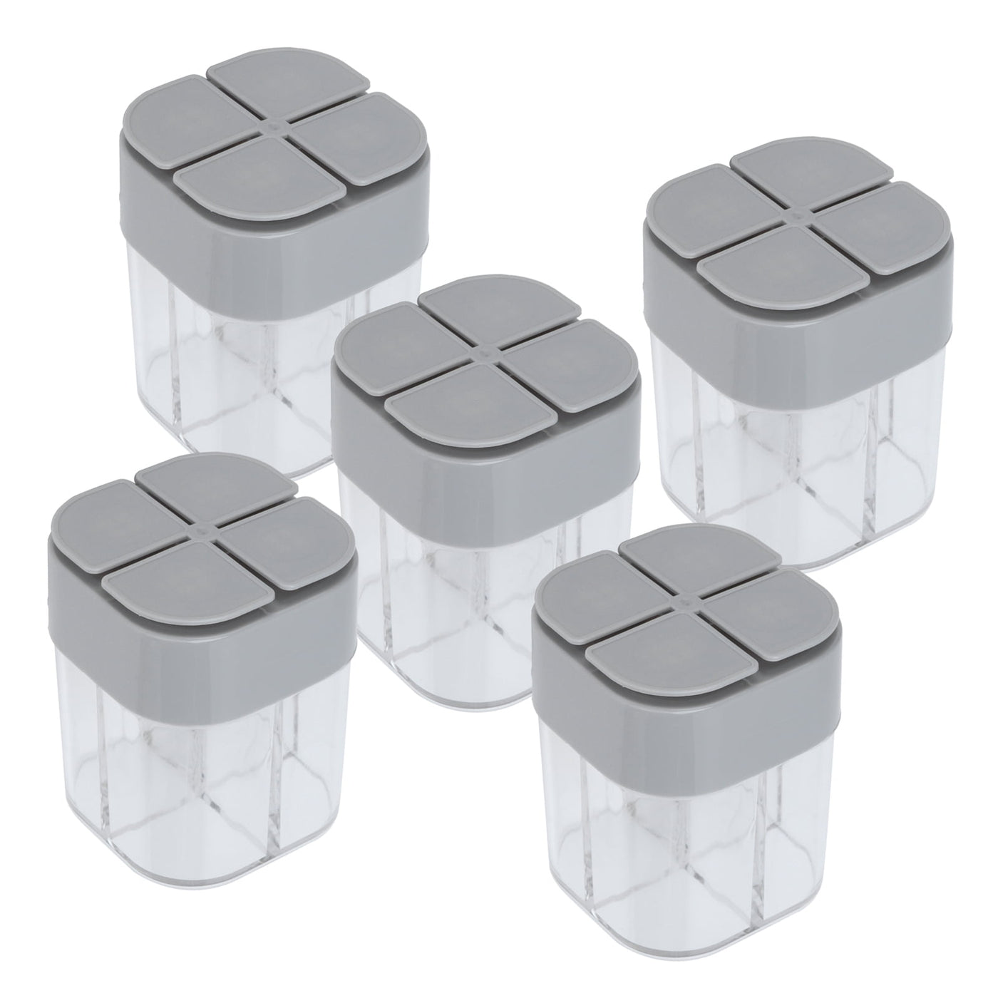 M Buder 5-Piece 4 in 1 Spice Container Set Seasoning Shaker Dispenser with Sealed Lids Space Saving Organizer Storage Box for Home Kitchen Restaurant