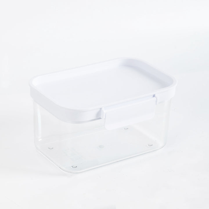Small Rectangular Plastic Pantry Food Storage Container with Lid, Kitchen Dry Food Storage Canister Organizer, 6.9" W X 4.8" D X 3.7" H
