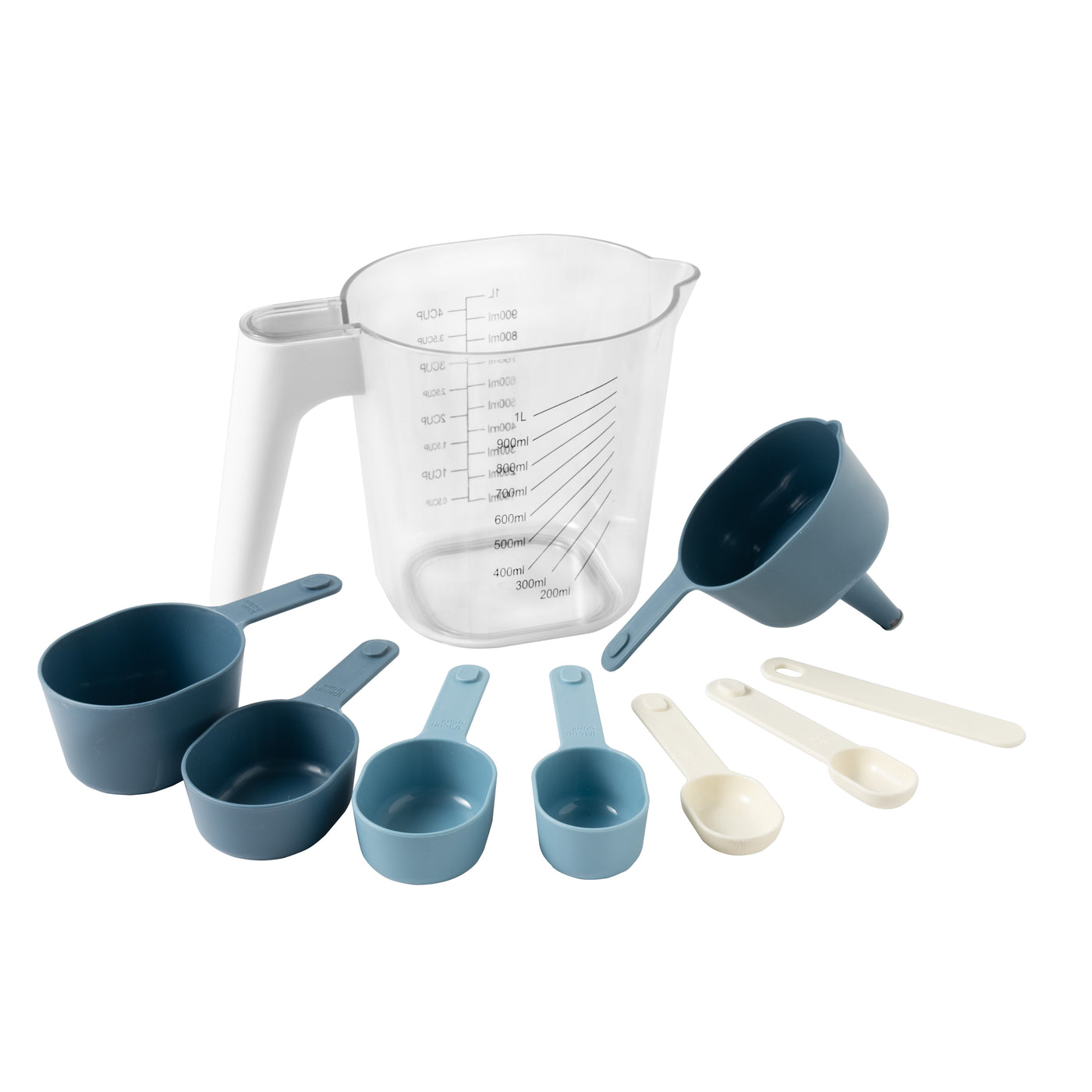9-Piece Stackable Measuring Set Kitchen Tools for Cooking, 7.48" L, Blue, for Everyday Home Kitchen Cooking, Storage and Organization