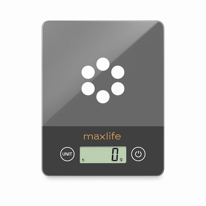 Max Life Digital Scale -tempered Glass, High Accuracy, Tare, Multi-unit Measurement Kitchen Scale, for Accurate Kitchen, Food and Portion Weighing