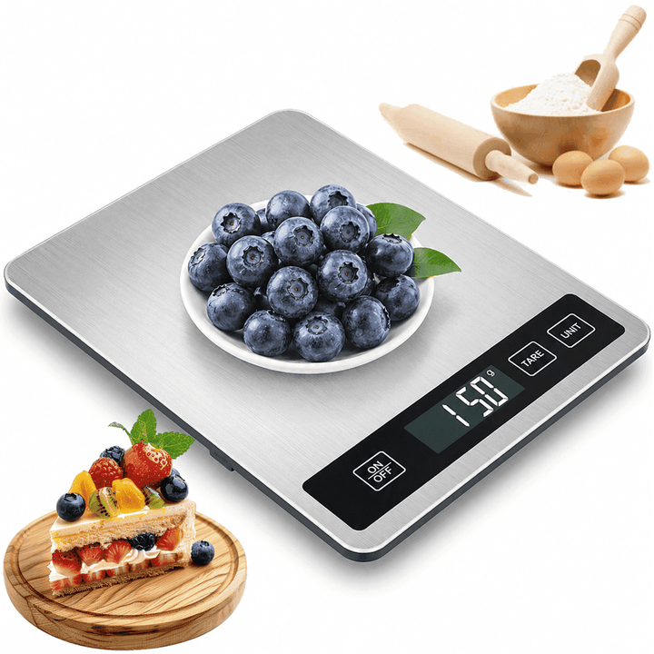 Digital Food Scale, 5kg/11lb Kitchen Scale for Grams and Ounces, 1g/0.05oz Accuracy, Stainless Steel Food Weight Scale with Tare Function, LCD Display