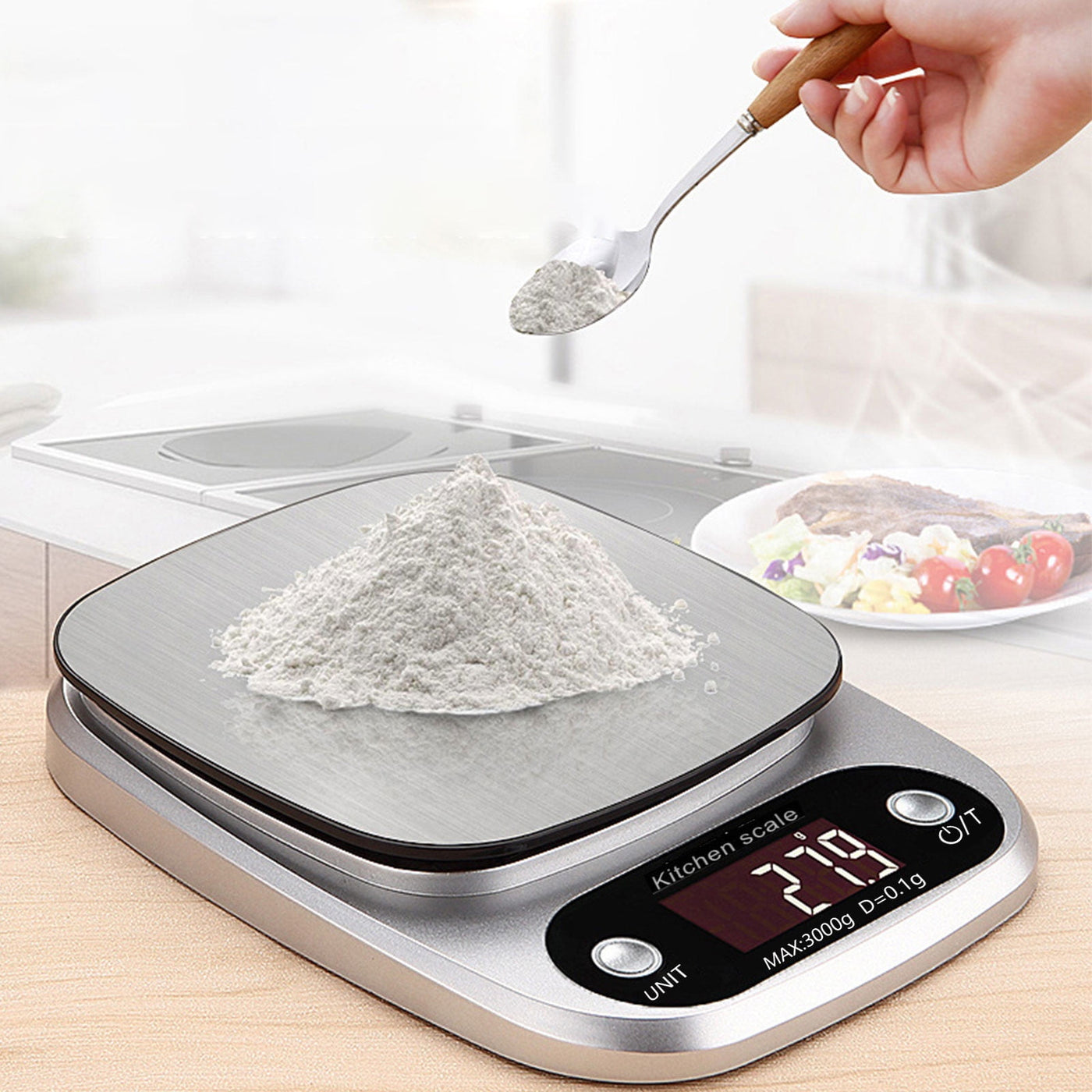 Digital Food Scale Household Digital Scale Weighing for Grams and Ounces Large LCD Display High Precision Measurements 6.6lb for Baking, Cooking