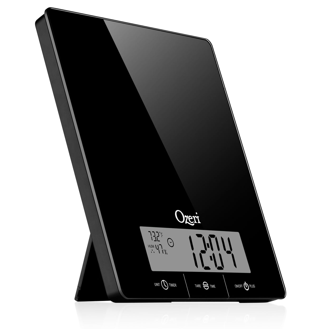 Touch Iii 22 Lbs (10 Kg) Kitchen Scale in Tempered Glass, with Clock, Temperature and Humidity Gauge