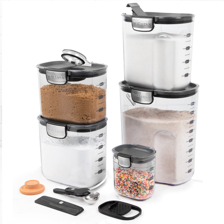 + 9-Piece Baker's Storage Container Set with Airtight Seal for Pantry Organization, for Pantry Organization, Meal Prep and Dry Food Storage