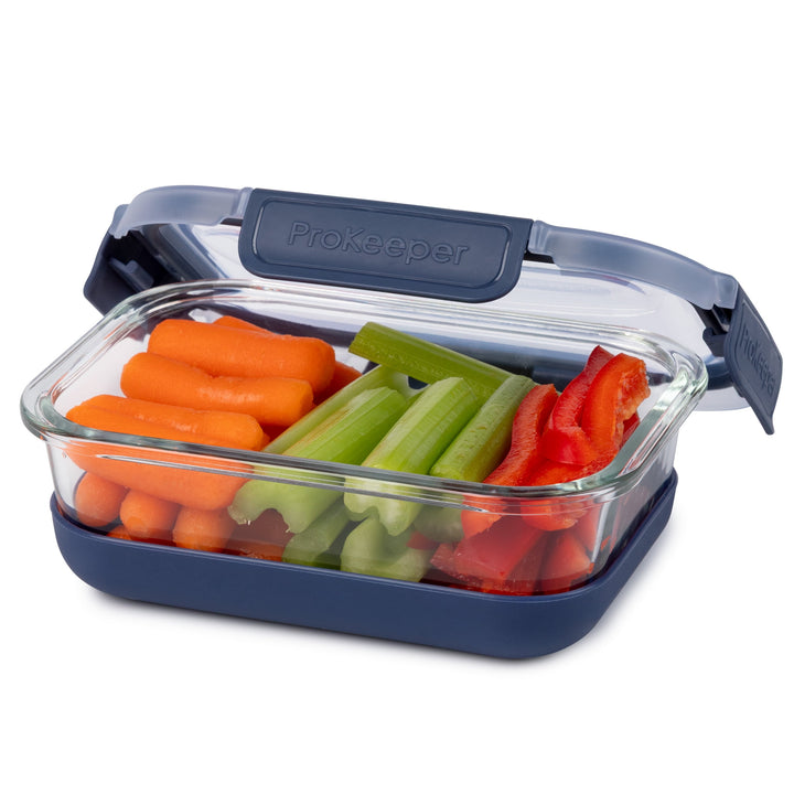 + 2.8 Cup Glass Food Storage Container with Silicone Base, Well Suited to Refrigerator Organization, for Pantry Organization