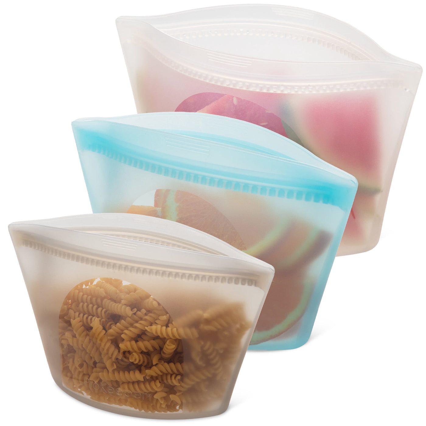 + 3 Silicone Stand Up Snack and Storage Bag, 3-Pack, Mulit Color, Designed to Help with Packed Lunches and Daily Commutes