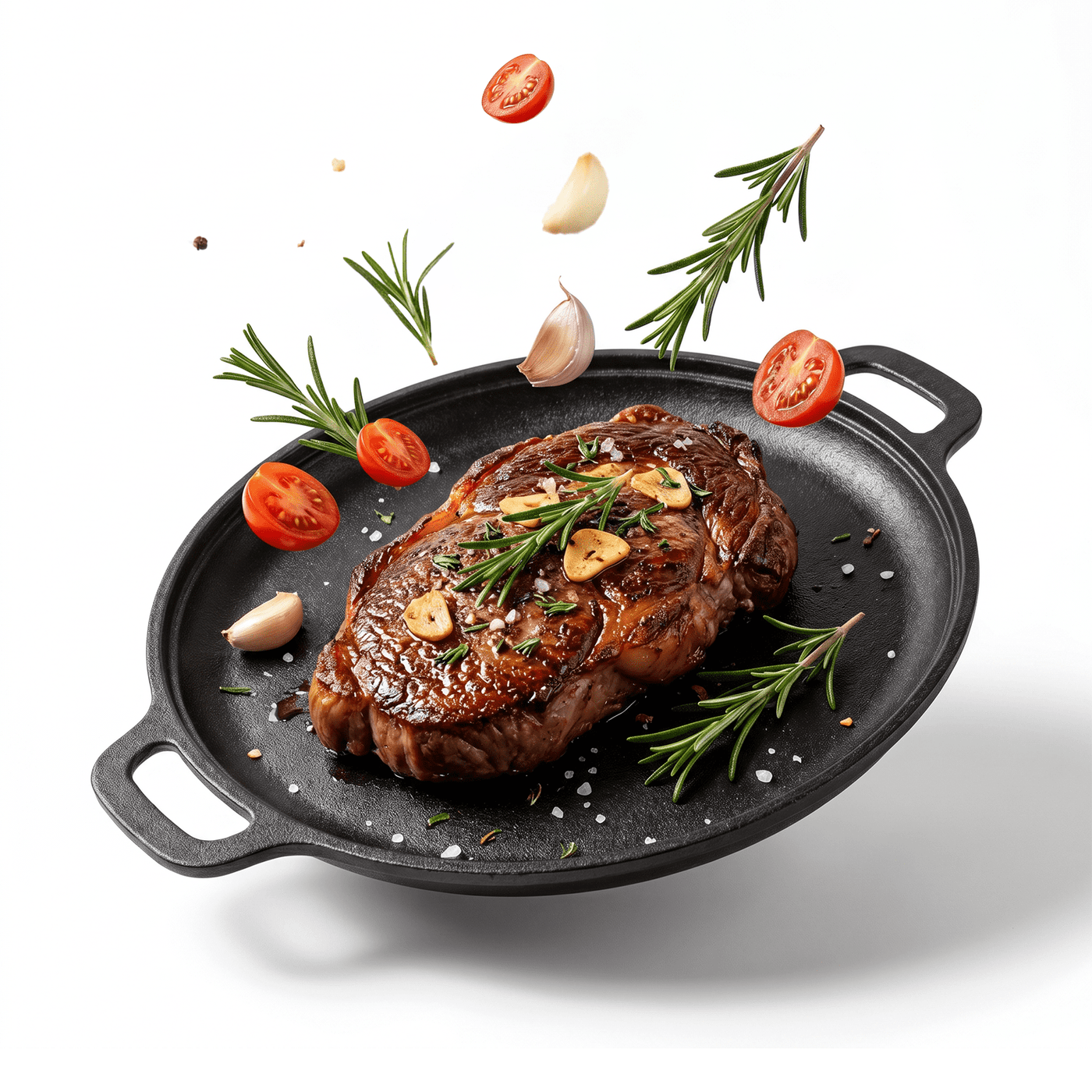 Round Cast Iron Skillet, Taimasi 12'' Pre-seasoned Cast Iron Frying Pan with Dual Handle, Oven Safe Pizza Pan for Grill, Bbq, Roasting