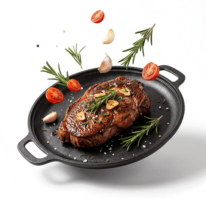Round Cast Iron Skillet, Taimasi 12'' Pre-seasoned Cast Iron Frying Pan with Dual Handle, Oven Safe Pizza Pan for Grill, Bbq, Roasting