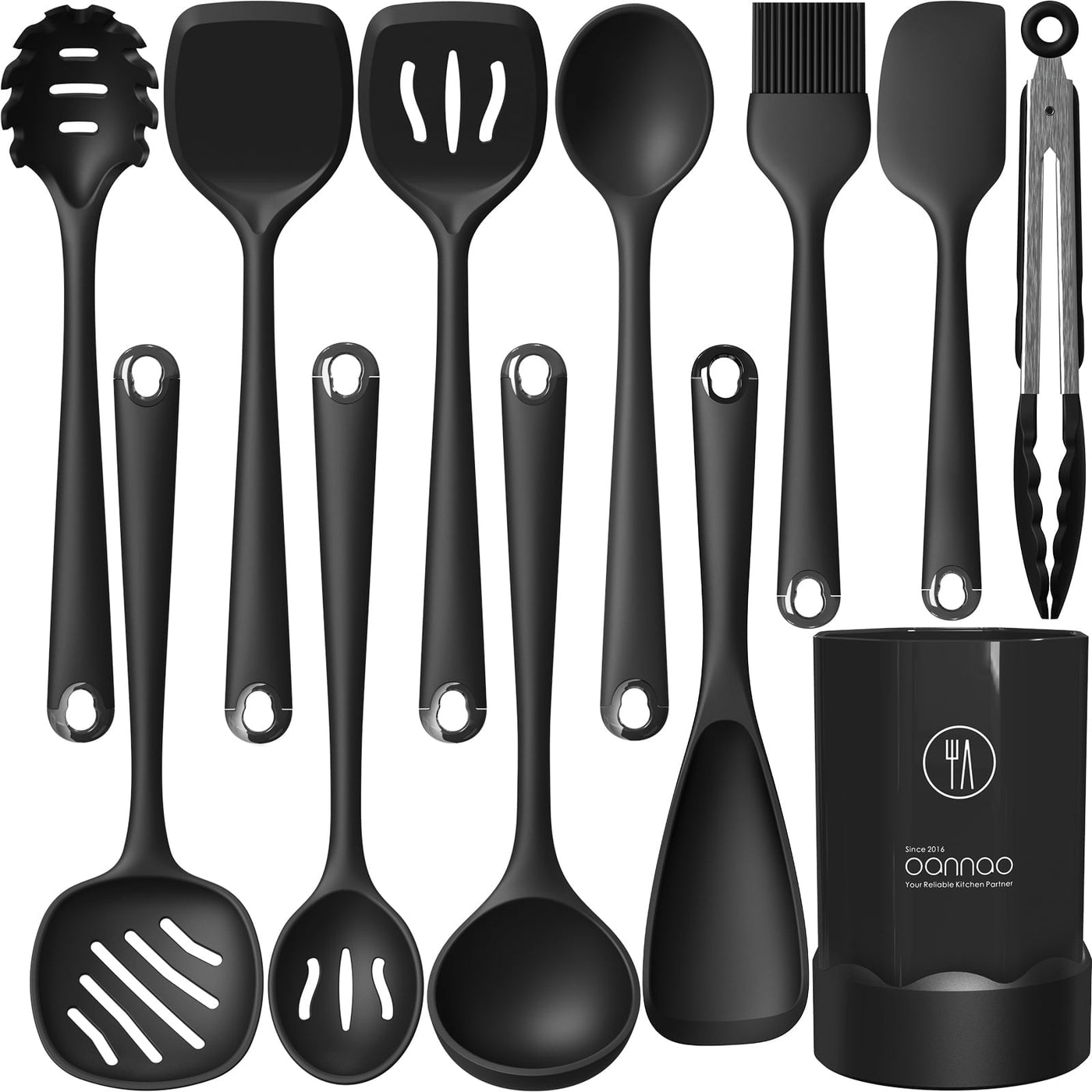 Silicone Kitchen Utensils Set, 600°F Heat Resistant Silicone Cooking Utensils, Spatula, Spoon, Whisk, Tongs