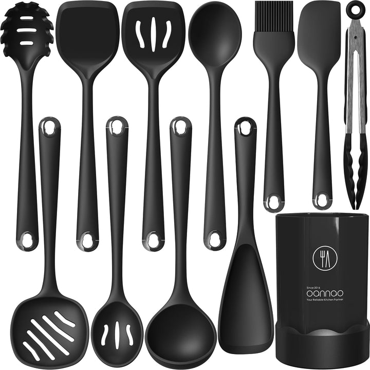 Silicone Kitchen Utensils Set, 600°F Heat Resistant Silicone Cooking Utensils, Spatula, Spoon, Whisk, Tongs