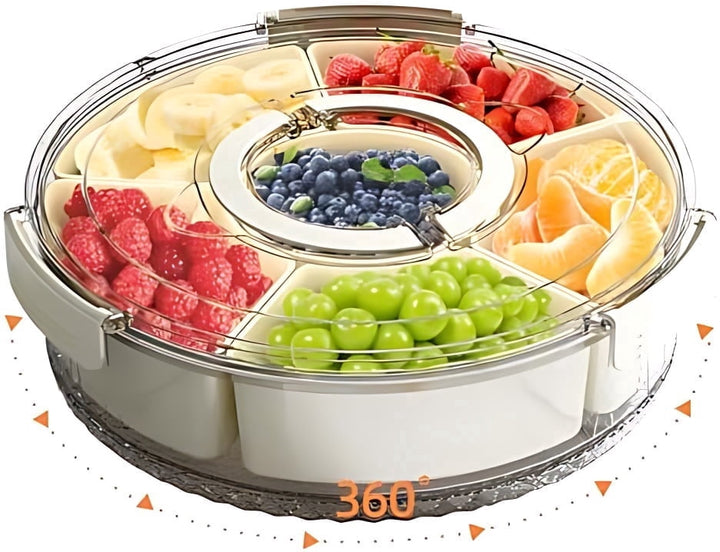 Small Divided Serving Tray with Lid and Handle, Stackable Snackle Box Container for Fruits Candy Organizer