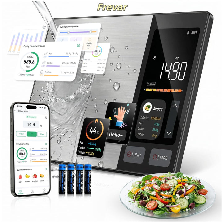 Smart Food Scale with Nutritional Calculator, Free App with 24 Nutrients Tracking, Calorie, Macro, Premium Stainless Steel Digital Food Scale for Meal