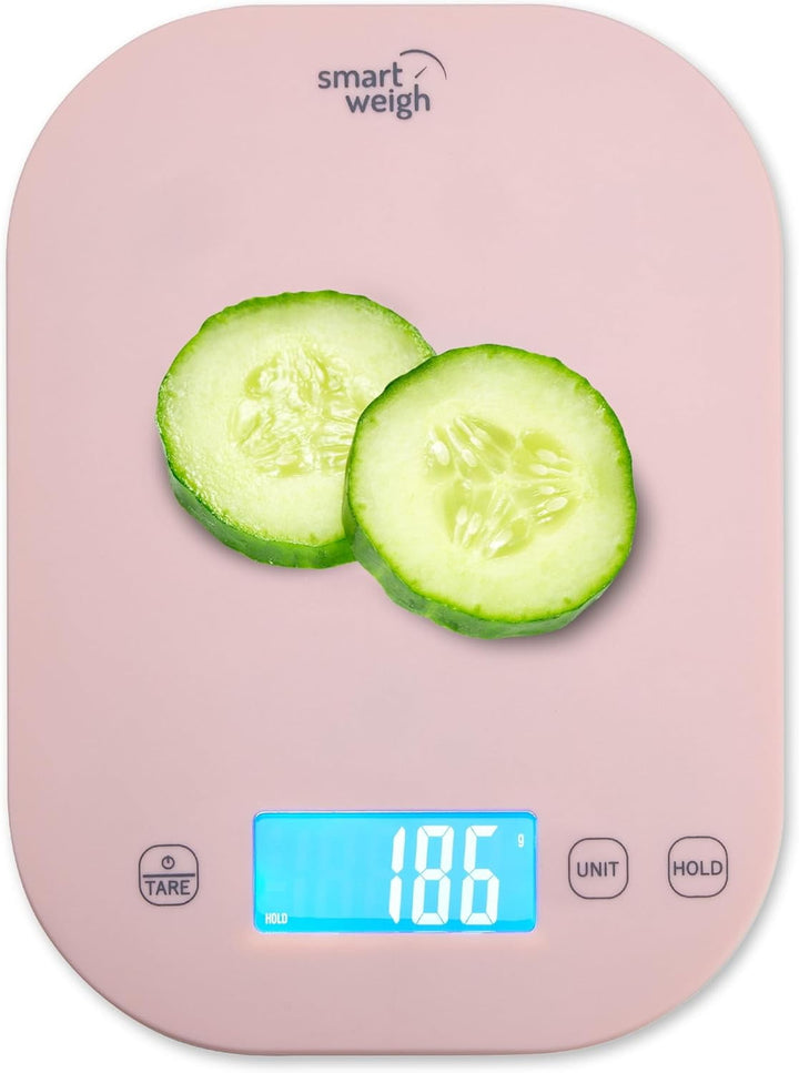 Smart Weigh Digital Food Scale Grams and Ounces, Sound Beep Feedback for Meal Prep Scale for Calorie Counting Cooking Necessity, Pink