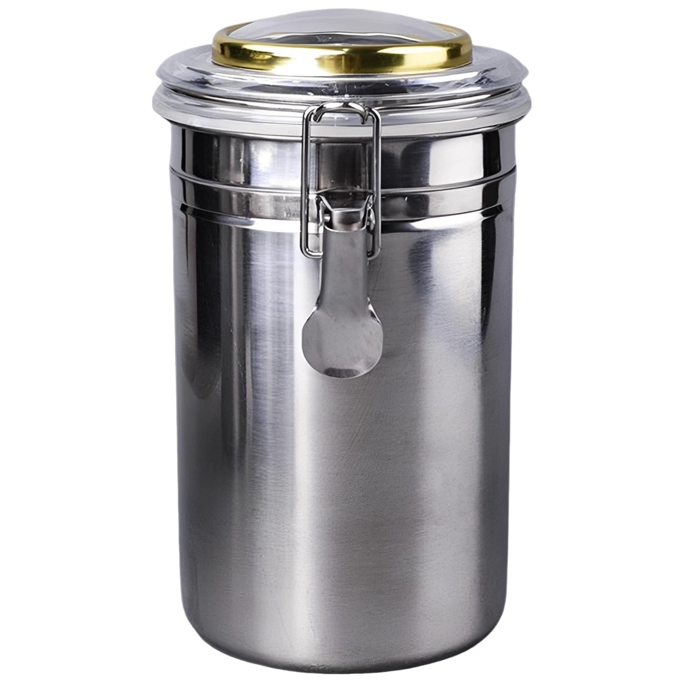 Stainless Steel Canister with Humidifier and Hygrometer, Airtight Food Storage Container, 6.8 in / 17.3 Cm High Coffee Bean Container