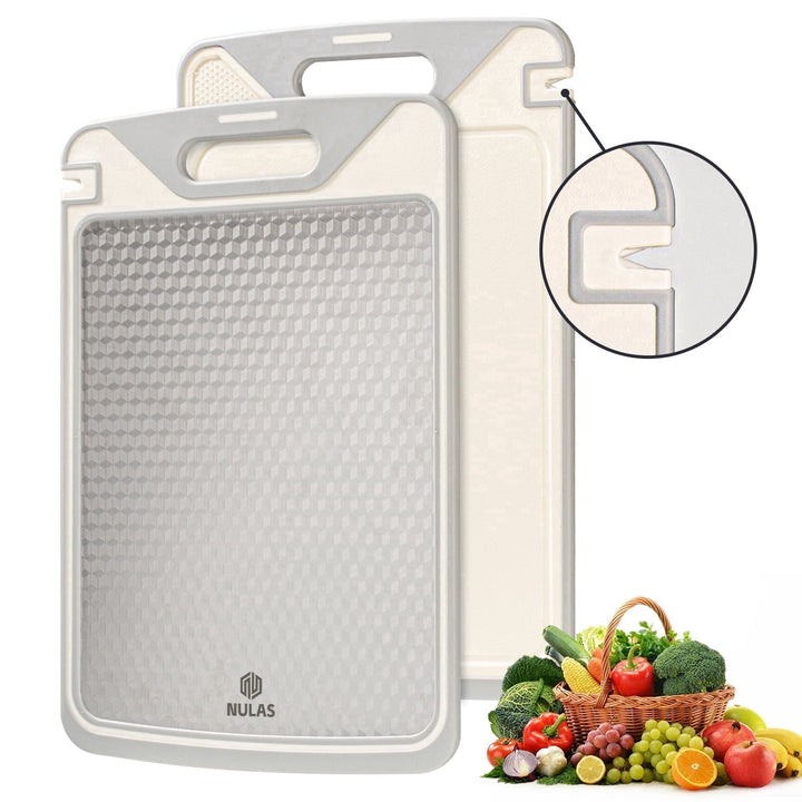 Cutting Board, Cutting Board with Knife Sharpener Double Sided Food Grade, Non-slip Large 15.1x10.2 Inch Kitchen Chopping Board