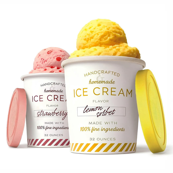 Stock Your Home 32oz Ice Cream Containers with Airtight Silicone Lids (2-pack) Reusable 2 Pint Ice Cream Container for Storing Gelato, Sorbet