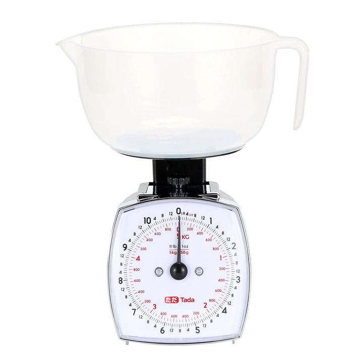 11lb Analog Food Scale Mechanical Dial Kitchen Scale, Removable Measuring Cup, Tare Function, Kitchen Friendly