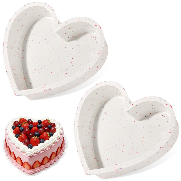 Silicone Heart Shaped Cake Pans, 2-Piece 10 Inch Large Heart Cake Mold Nonstick Silicone Heart Molds for Baking