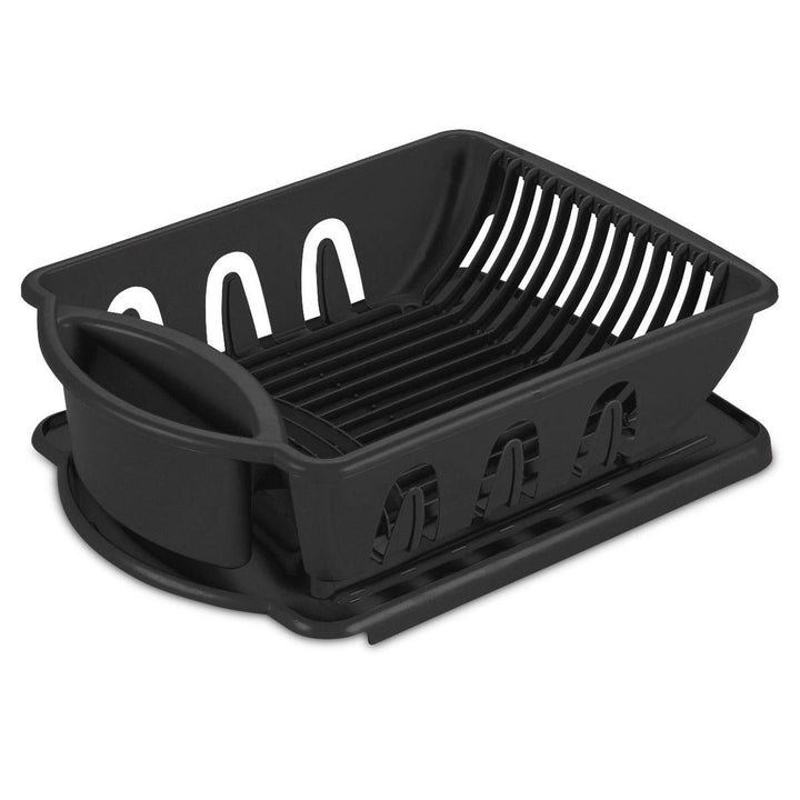 Dish Drying Rack, Heavy Duty Hard Plastic Drying Rack, Dish Drainer for Kitchen Counter with Drainboard Set, with Silverware Holder
