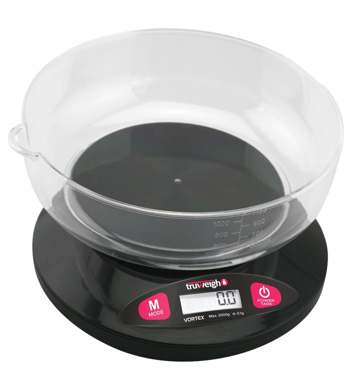 Digital Bowl Scale, 2000g X 0.1g / Black, for Accurate Kitchen, Food and Portion Weighing, Durable Design for Daily Home Use