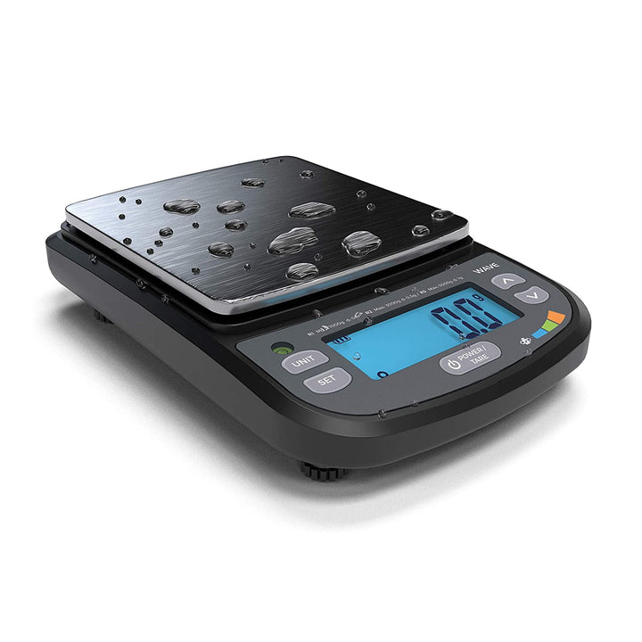 Wave Waterproof Digital Scale (1000g X 0.1g Black), Washdown Ip65 Protection, Waterproof Food Scale, Scientific Digital Scale, Digital Kitchen Scale
