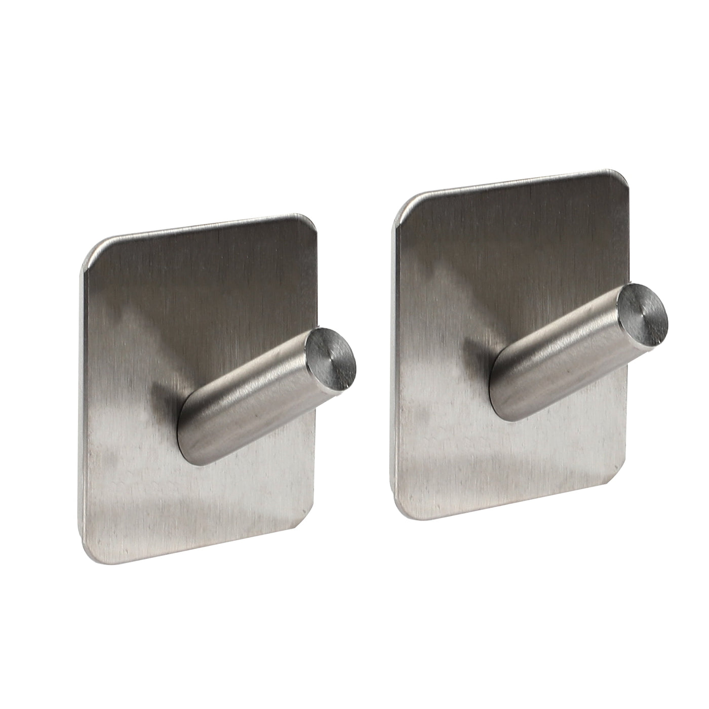 2-Piece Adhesive Hooks Wall Hooks Stick on Bathroom Kitchen Silver Tone, for Everyday Home Kitchen Cooking, Storage and Organization
