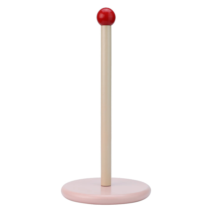 Paper Towel Holder Countertop Weighted Base Dispenser Wood Pink 12x5.9in, for Drying Dishes, Wiping Counters and Everyday Kitchen Cleaning