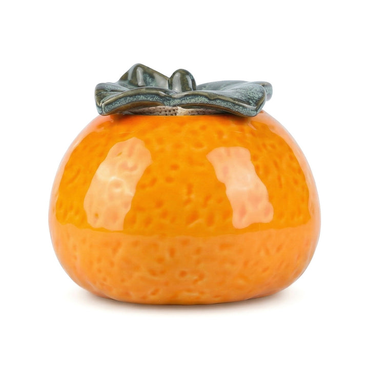 Ceramic Jar with Airtight Lid for Fall Decor Orange Shape 3.3in, for Pantry Organization, Meal Prep and Dry Food Storage
