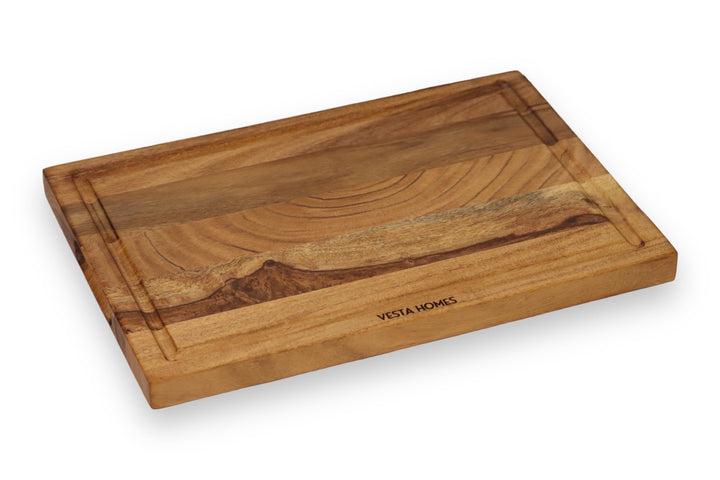 Vesta Homes Wooden Edge Grain Cutting Board/Chopping, Serving Board/Block for Vegetables, Fruits, Cheese and Charcuterie | Natural Acacia Wood | 15 *