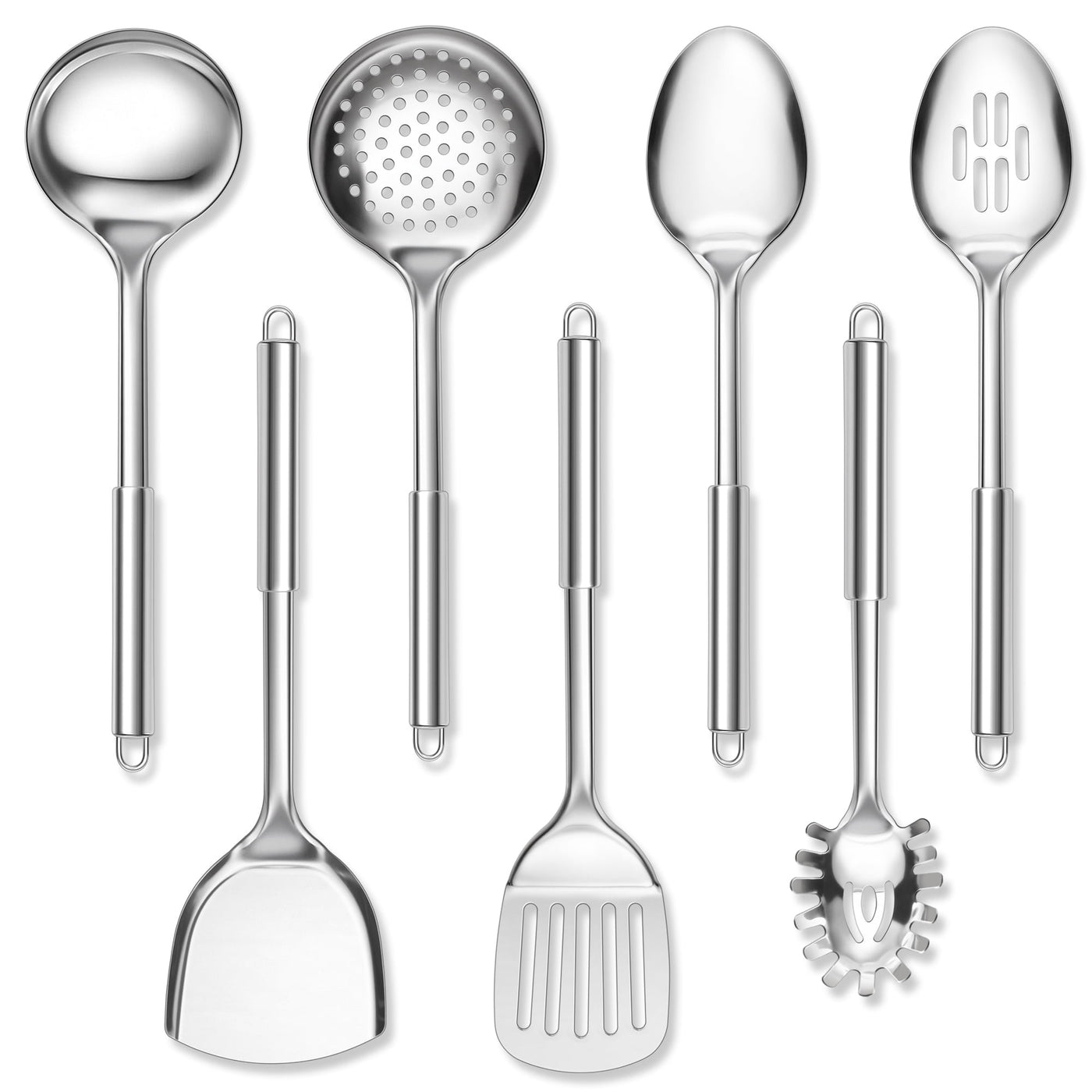 Kitchen Utensils Set, 7-Piece Stainless Steel Cooking Tools, Metal Kitchen Tools Set, Heat Resistant and Dishwasher Safe