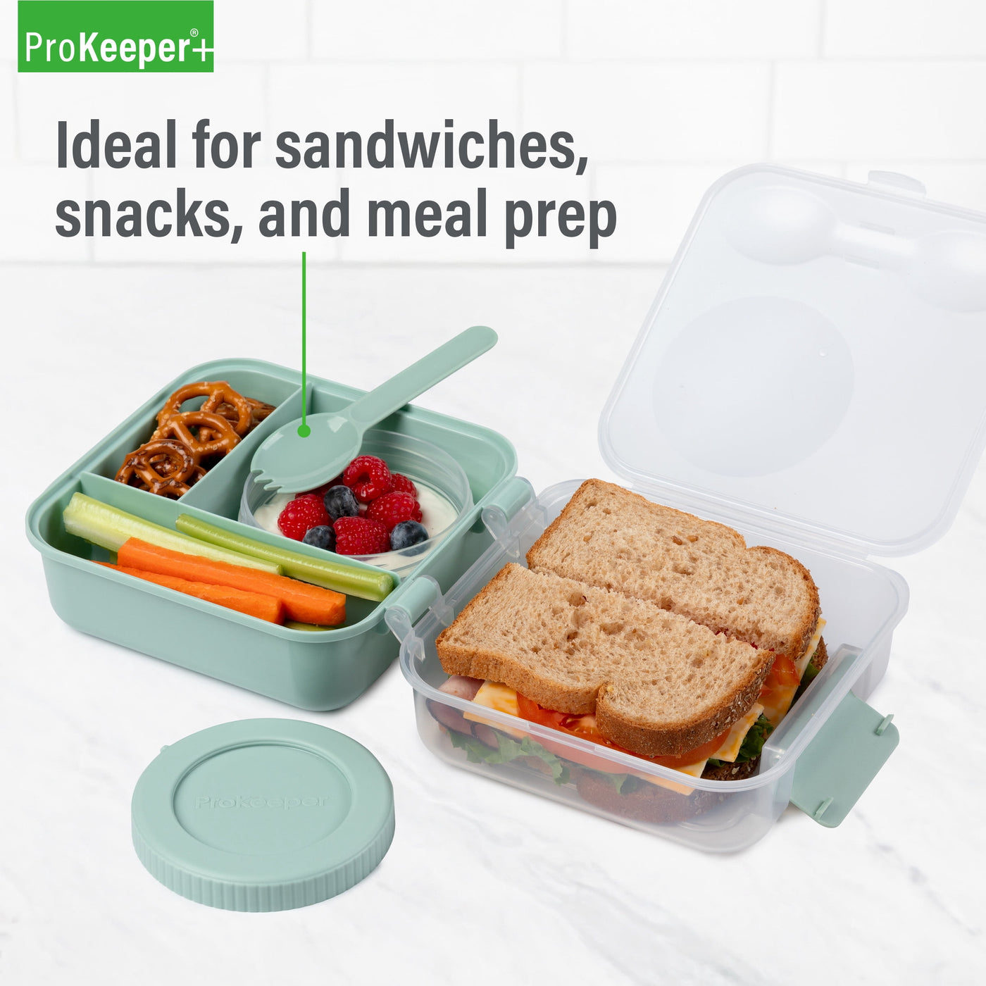 + Plastic Lunch Plus to Go, Well Suited to Hot or Cold Meals Away From Home, for Everyday Home Kitchen Cooking, Storage and Organization