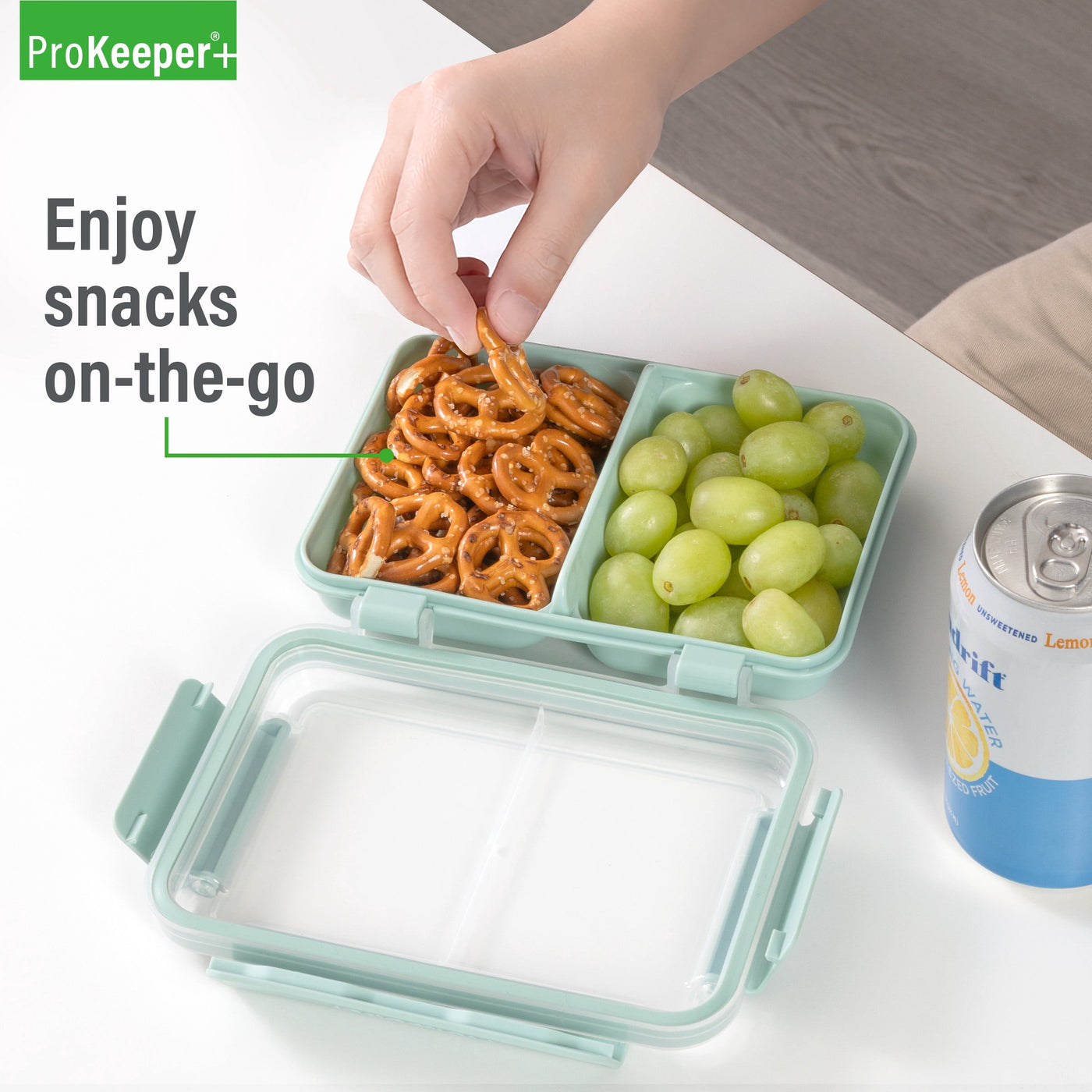 + Small Split to Go Plastic Food Container, for Pantry Organization, Meal Prep and Dry Food Storage, Durable Design for Daily Home Use