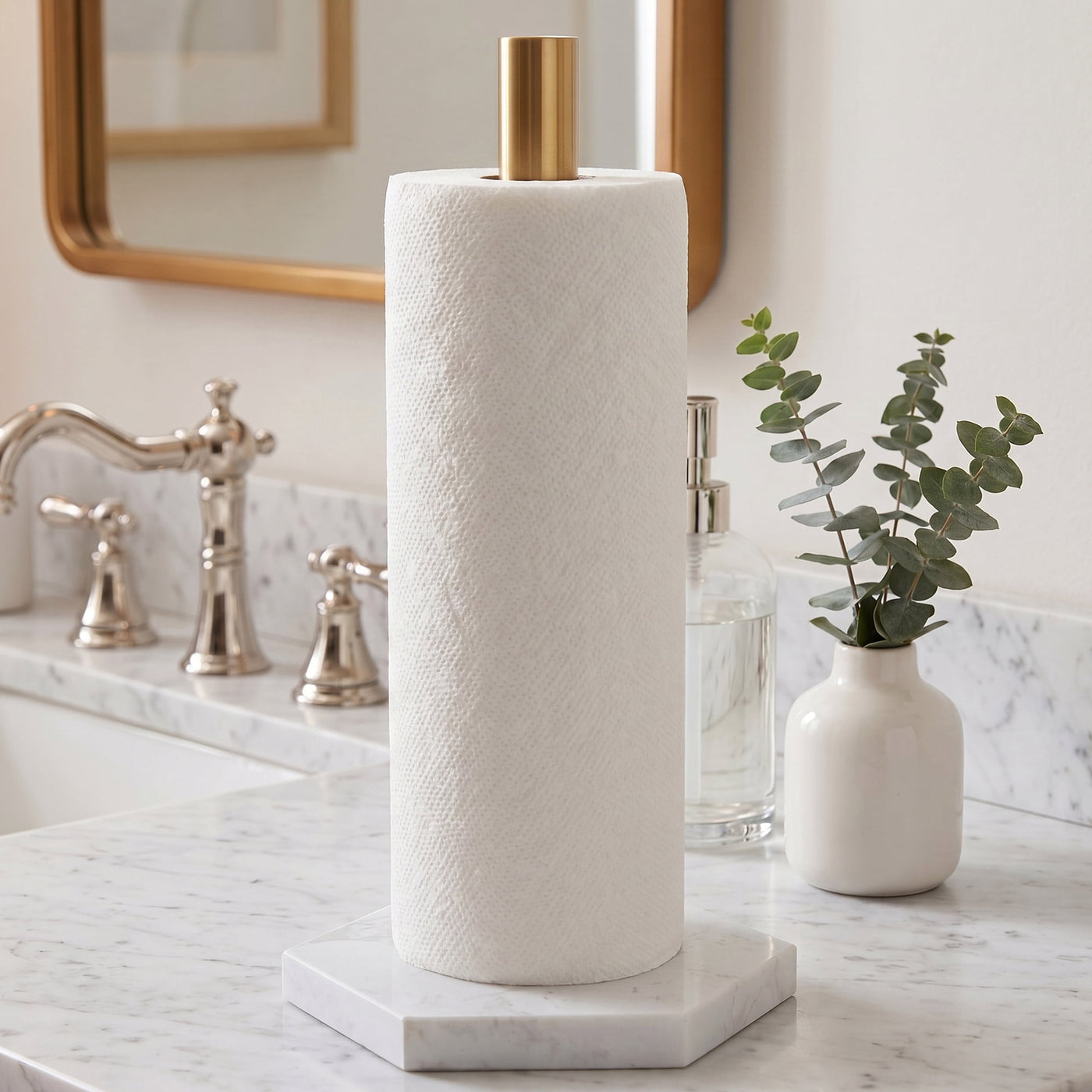 Non Slip Base Paper Towel Holder Gold B 11.7x3.3inch, for Drying Dishes, Wiping Counters and Everyday Kitchen Cleaning