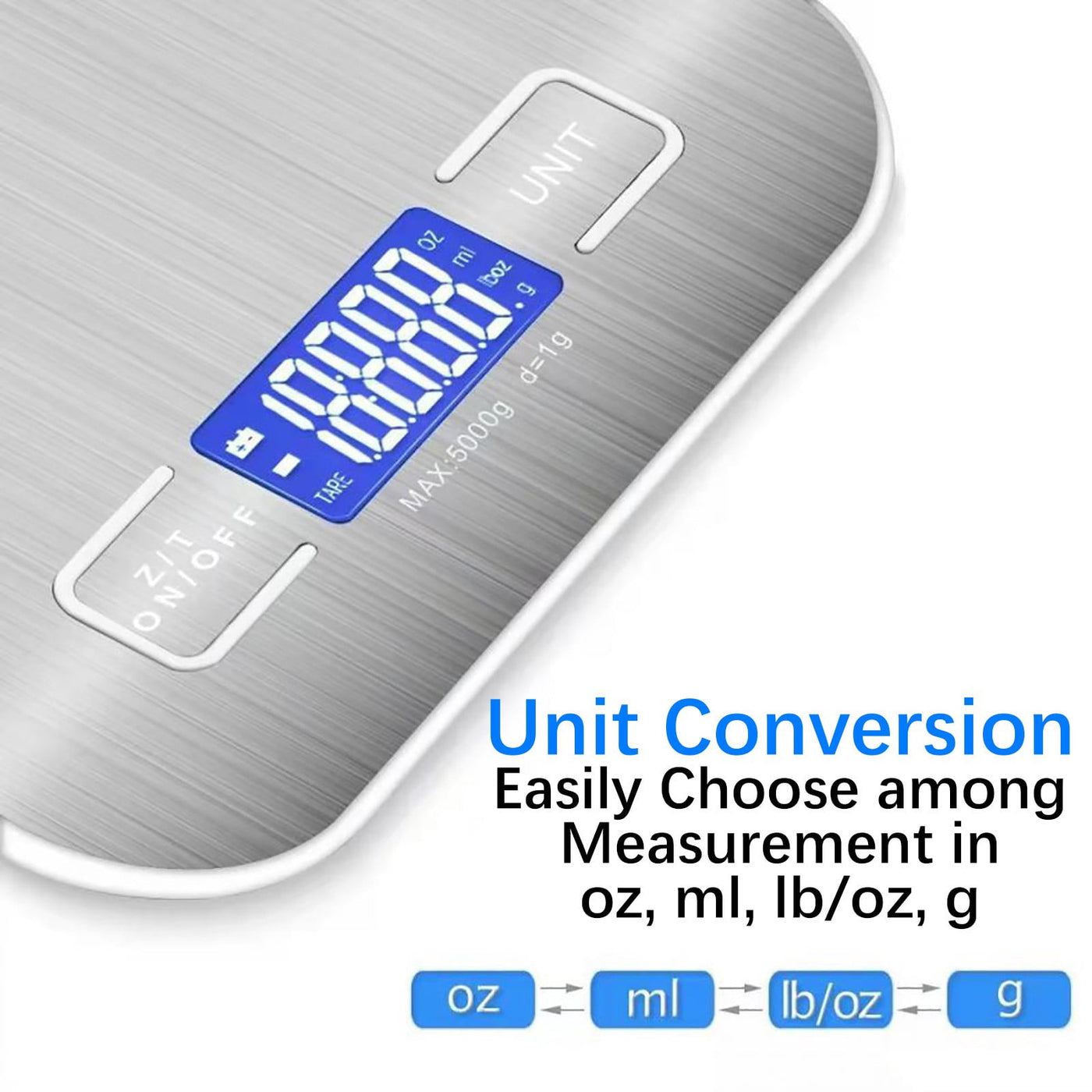 Kitchen Gadgets Kezqiaxn Food Scale 11lb Kitchen Scale with 6 Units Tare Function LCD Display 0.05oz/1g Stainless Steel Digital Food Scale Grams and